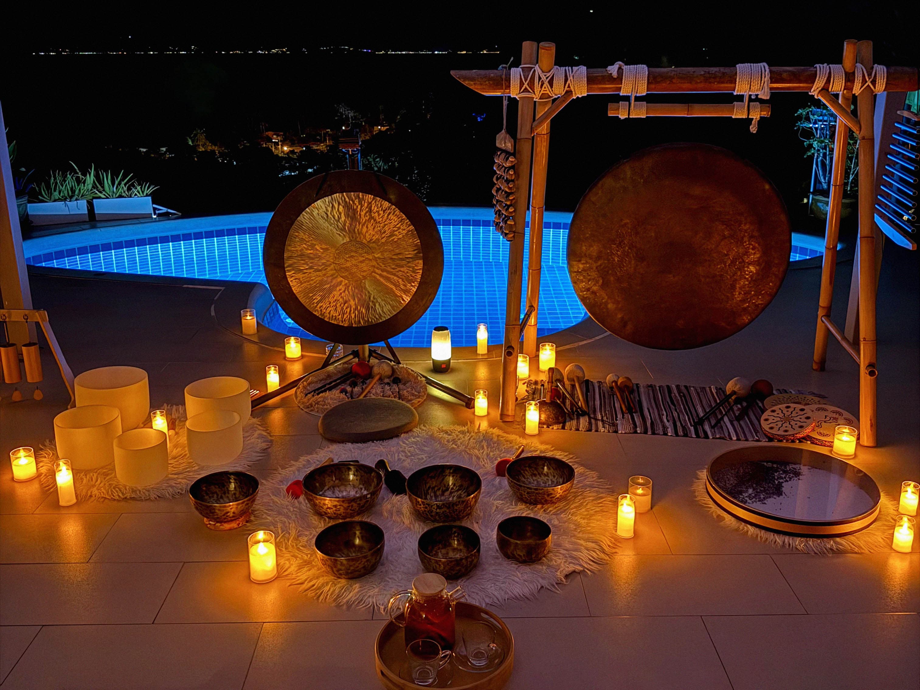 Private sound healing and meditation session with gongs and crystal bowls in Koh Samui